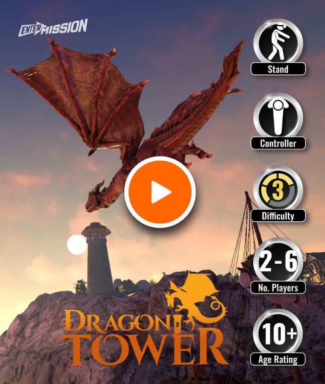 Dragon Tower A Virtual Reality Escape Room in where players solve puzzles in a tower trying to escape the dragons.