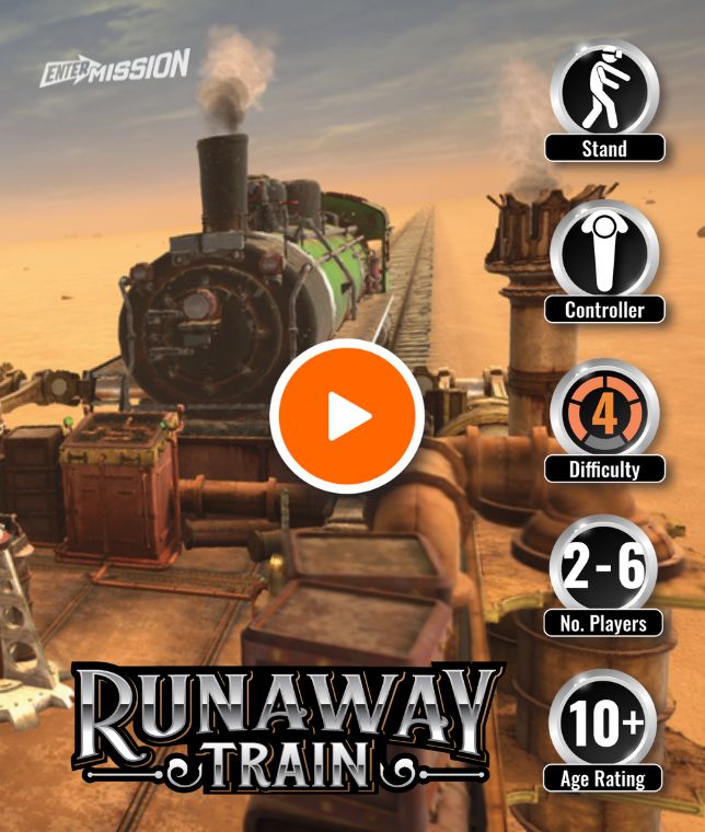 Runaway Train A Virtual Reality Escape Room in where players solve puzzles on a Virtual runaway train.